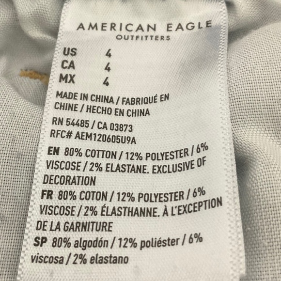 American Eagle Hi-Rise Shortie Blue Jean Shorts Distressed Size 4 - Picture 10 of 10